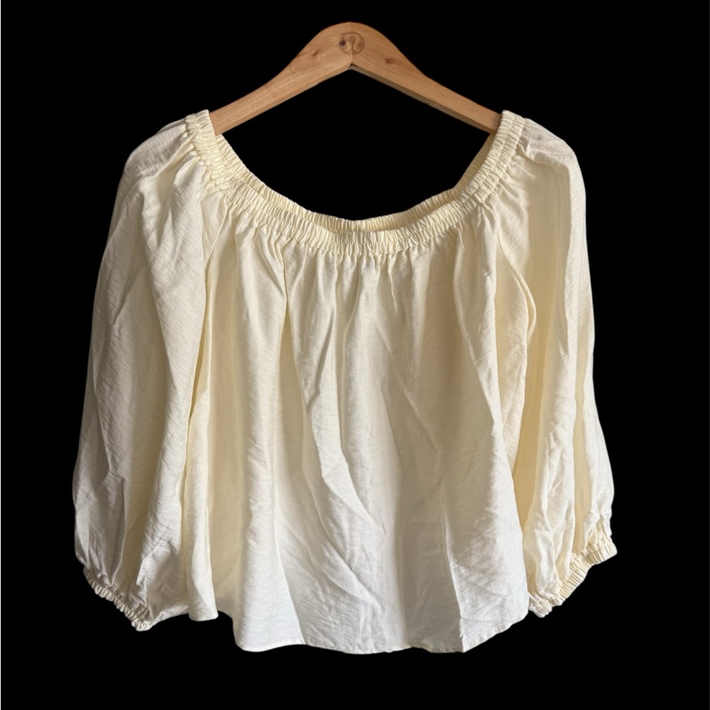 ASOS Cream Smocked Blouse Relaxed Fit